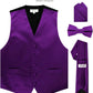 Vittorio Farina Solid Satin Vest Set (Black Back) Var. 02 (Lime-Rose Gold) - vest_plain_BB_purple_XS - Classy Cufflinks