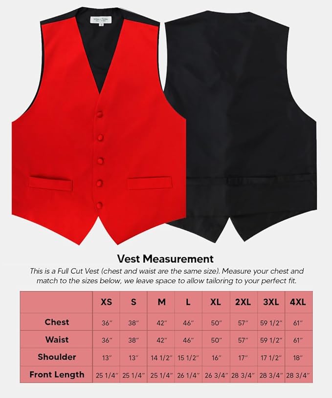 Vittorio Farina Solid Satin Vest Set (Black Back) Var. 02 (Lime-Rose Gold) - vest_plain_BB_red_XS - Classy Cufflinks