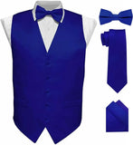 Vittorio Farina Solid Satin Vest Set (Black Back) Var. 03 (Royal-Wine) - vest_plain_BB_royal_XS - Classy Cufflinks