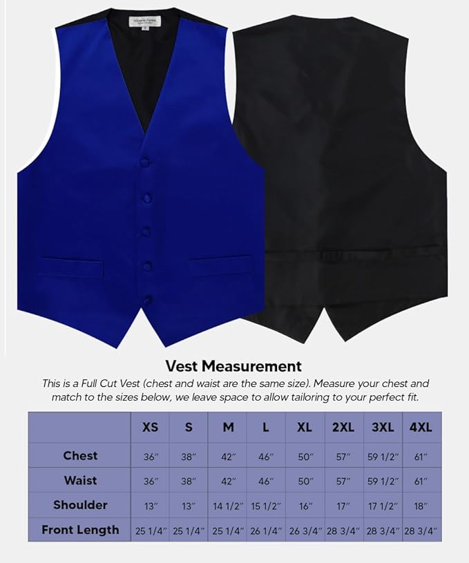 Vittorio Farina Solid Satin Vest Set (Black Back) Var. 03 (Royal-Wine) - vest_plain_BB_royal_XS - Classy Cufflinks