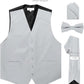 Vittorio Farina Solid Satin Vest Set (Black Back) Var. 03 (Royal-Wine) - vest_plain_BB_silver_XS - Classy Cufflinks