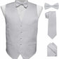 Vittorio Farina Solid Satin Vest Set (Black Back) Var. 03 (Royal-Wine) - vest_plain_BB_silver_XS - Classy Cufflinks