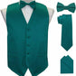 Vittorio Farina Solid Satin Vest Set (Black Back) Var. 03 (Royal-Wine) - vest_plain_BB_teal_XS - Classy Cufflinks