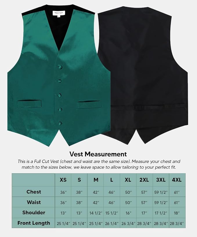 Vittorio Farina Solid Satin Vest Set (Black Back) Var. 03 (Royal-Wine) - vest_plain_BB_teal_XS - Classy Cufflinks