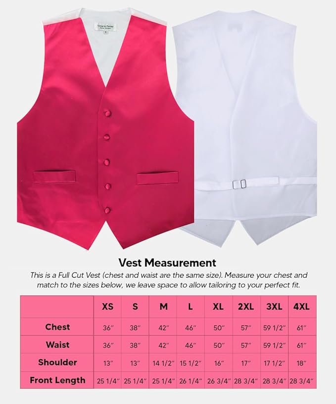 Vittorio Farina Solid Satin Vest Set (White Back) Var. 01 (Beige-Maize) - vest_plain_WB_hotpink_XS - Classy Cufflinks