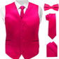 Vittorio Farina Solid Satin Vest Set (White Back) Var. 01 (Beige-Maize) - vest_plain_WB_hotpink_XS - Classy Cufflinks