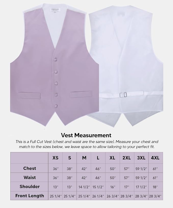 Vittorio Farina Solid Satin Vest Set (White Back) Var. 01 (Beige-Maize) - vest_plain_WB_lavender_XS - Classy Cufflinks