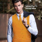 Vittorio Farina Solid Satin Vest Set (White Back) Var. 02 (Mustard-Yellow) - vest_plain_WB_mustard_XS - Classy Cufflinks