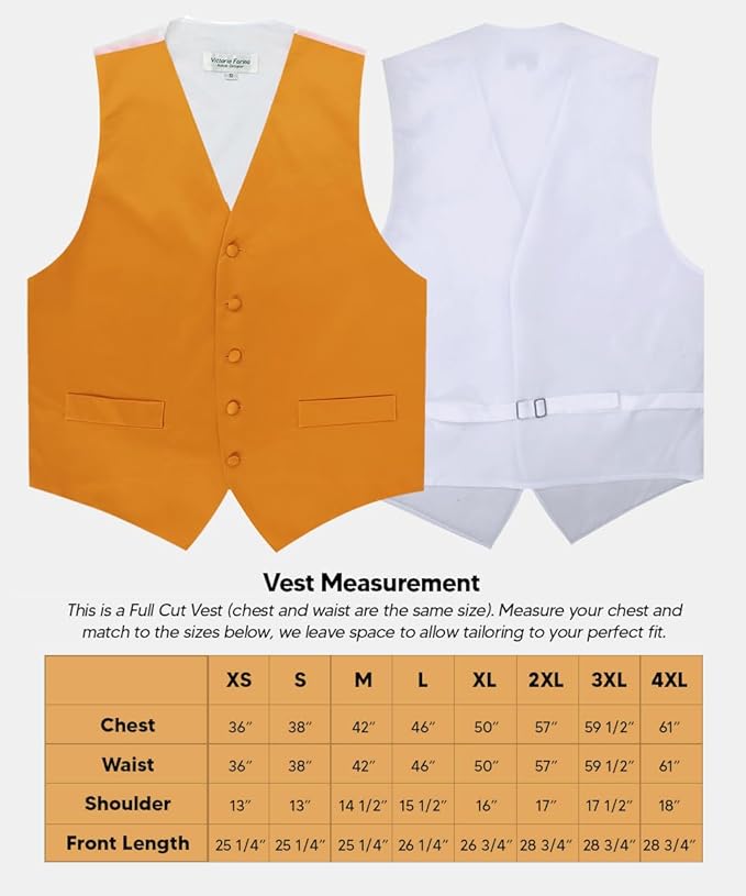 Vittorio Farina Solid Satin Vest Set (White Back) Var. 02 (Mustard-Yellow) - vest_plain_WB_mustard_XS - Classy Cufflinks