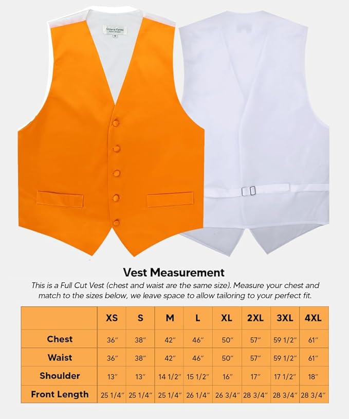 Vittorio Farina Solid Satin Vest Set (White Back) Var. 02 (Mustard-Yellow) - vest_plain_WB_orange_XS - Classy Cufflinks