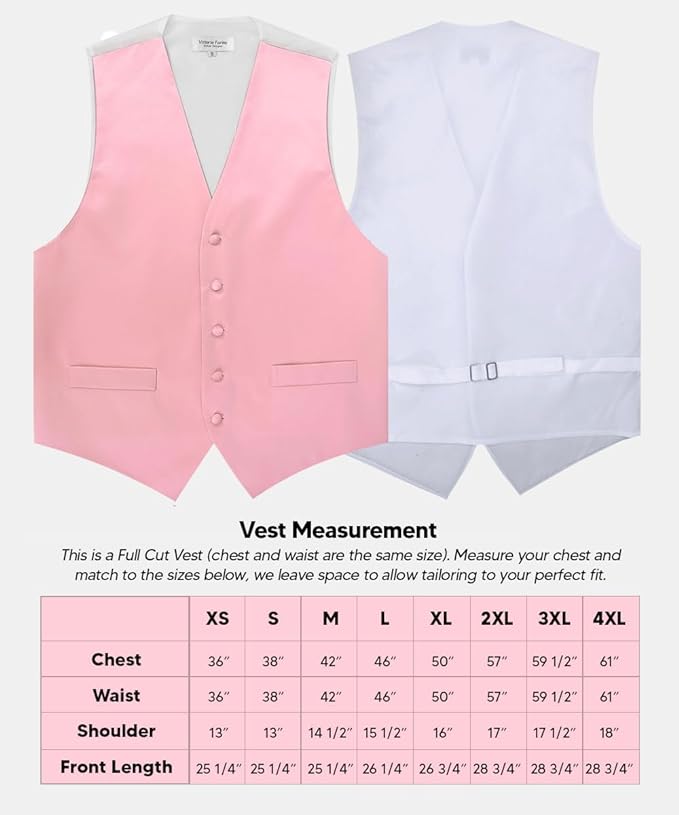 Vittorio Farina Solid Satin Vest Set (White Back) Var. 02 (Mustard-Yellow) - vest_plain_WB_pink_XS - Classy Cufflinks