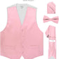 Vittorio Farina Solid Satin Vest Set (White Back) Var. 02 (Mustard-Yellow) - vest_plain_WB_pink_XS - Classy Cufflinks