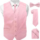 Vittorio Farina Solid Satin Vest Set (White Back) Var. 02 (Mustard-Yellow) - vest_plain_WB_pink_XS - Classy Cufflinks