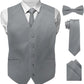 Vittorio Farina Solid Satin Vest Set (White Back) Var. 02 (Mustard-Yellow) - vest_plain_WB_silvergrey_XS - Classy Cufflinks