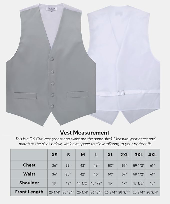 Vittorio Farina Solid Satin Vest Set (White Back) Var. 02 (Mustard-Yellow) - vest_plain_WB_silvergrey_XS - Classy Cufflinks