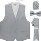 Vittorio Farina Solid Satin Vest Set (White Back) Var. 02 (Mustard-Yellow) - vest_plain_WB_silvergrey_XS - Classy Cufflinks