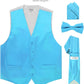 Vittorio Farina Solid Satin Vest Set (White Back) Var. 02 (Mustard-Yellow) - vest_plain_WB_turquoise_XS - Classy Cufflinks