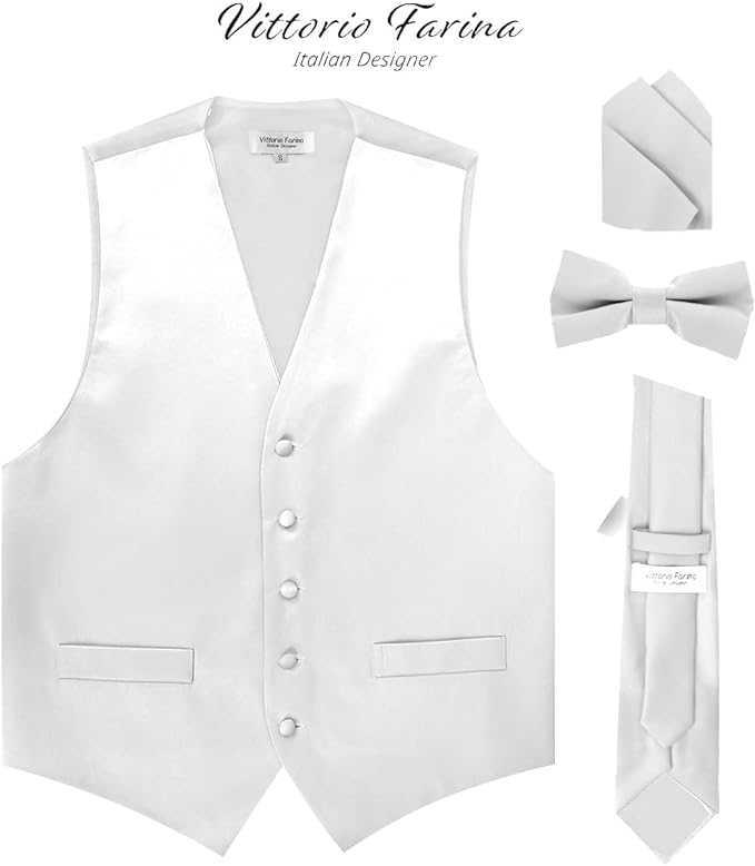 Vittorio Farina Solid Satin Vest Set (White Back) Var. 02 (Mustard-Yellow) - vest_plain_WB_white_XS - Classy Cufflinks