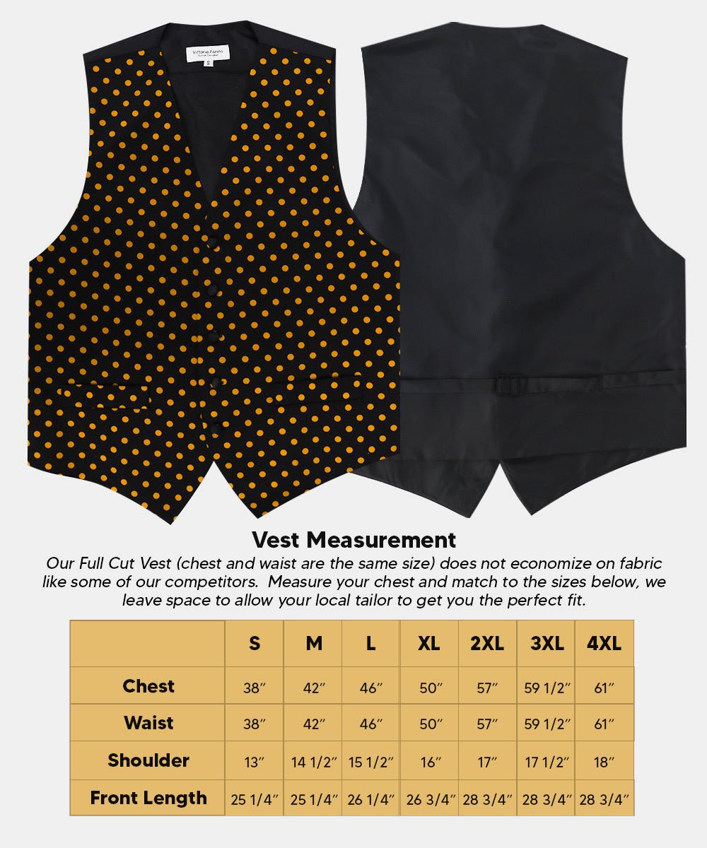 Vittorio Farina Polka Dot Vest Set - vest_polkadot_BB_blackgold_S - Classy Cufflinks