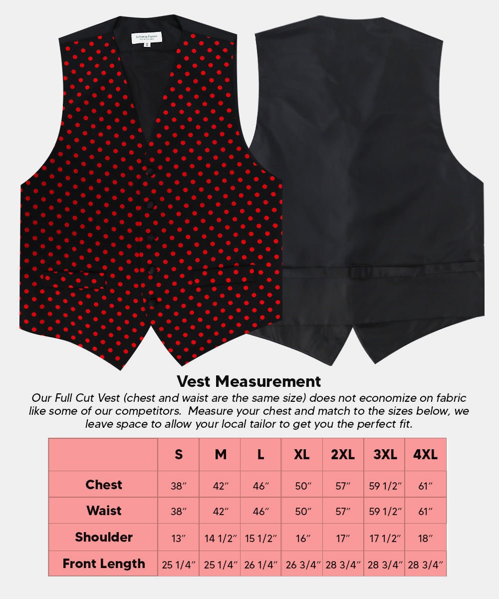 Vittorio Farina Polka Dot Vest Set - vest_polkadot_BB_blackred_S - Classy Cufflinks