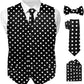 Vittorio Farina Polka Dot Vest Set - vest_polkadot_BB_blackwhite_S - Classy Cufflinks