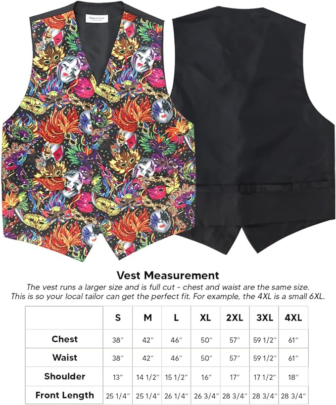 Vittorio Farina Mardi Gras Vest & Bow Tie ONLY Ver 1. - vestb_mardi_BB_Mardi #0_S - Classy Cufflinks