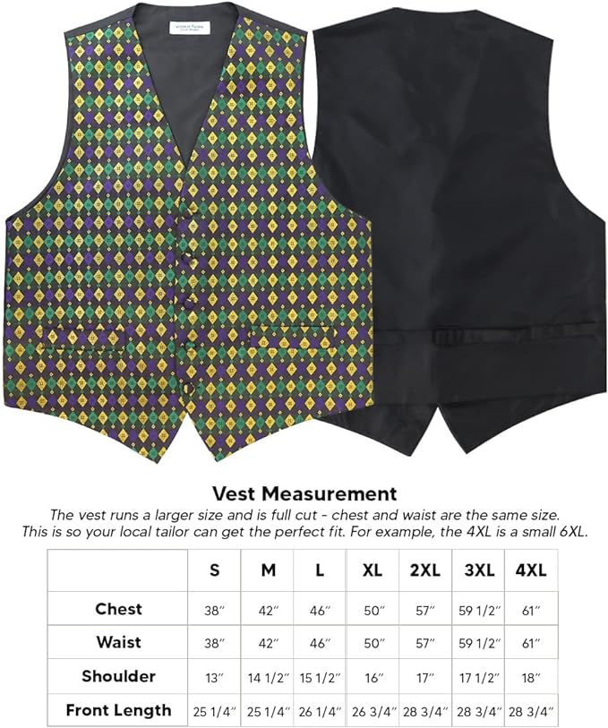 Vittorio Farina Mardi Gras Vest & Bow Tie ONLY Ver 1. - vestB_mardi_BB_Mardi #2_S - Classy Cufflinks