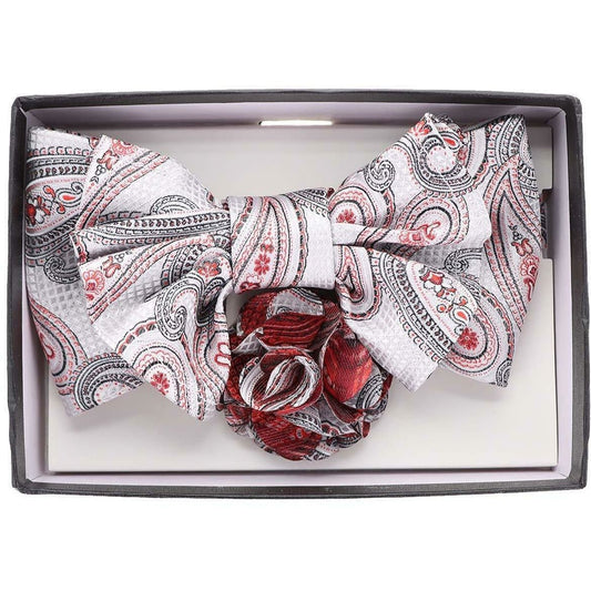 Vittorio Farina XL Bow Tie, Pocket Square & Flower Lapel Pin - XL2101 - Classy Cufflinks